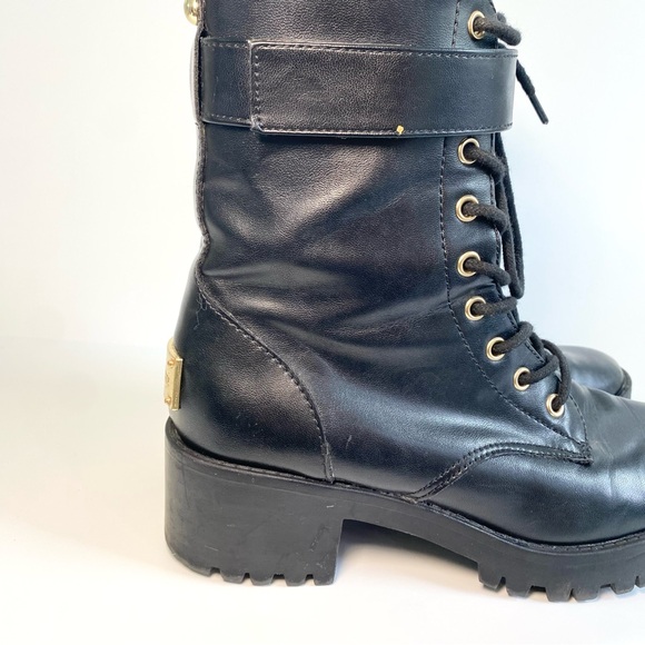 Juicy Couture Combat Boots Oodles Black Faux Leather Lace Up Grunge Y2K - Picture 3 of 9